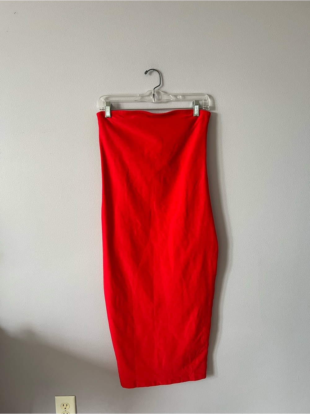 Beyond Yoga Bright Red Strapless Midi Dress
